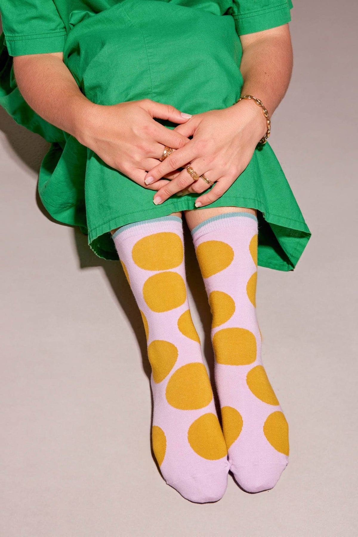 Sutro Bold Dot Crew Socks — Wisteria