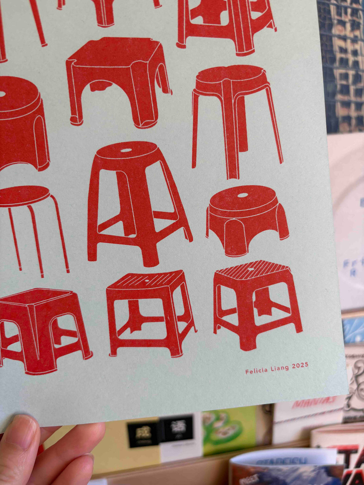 Patterned Red Stool Red Stools Print – On Waverly