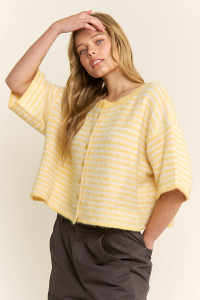 LOU - Striped Cropped Cardigan