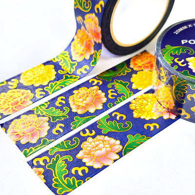 Porcelain Peony Gold Foil Washi Tape