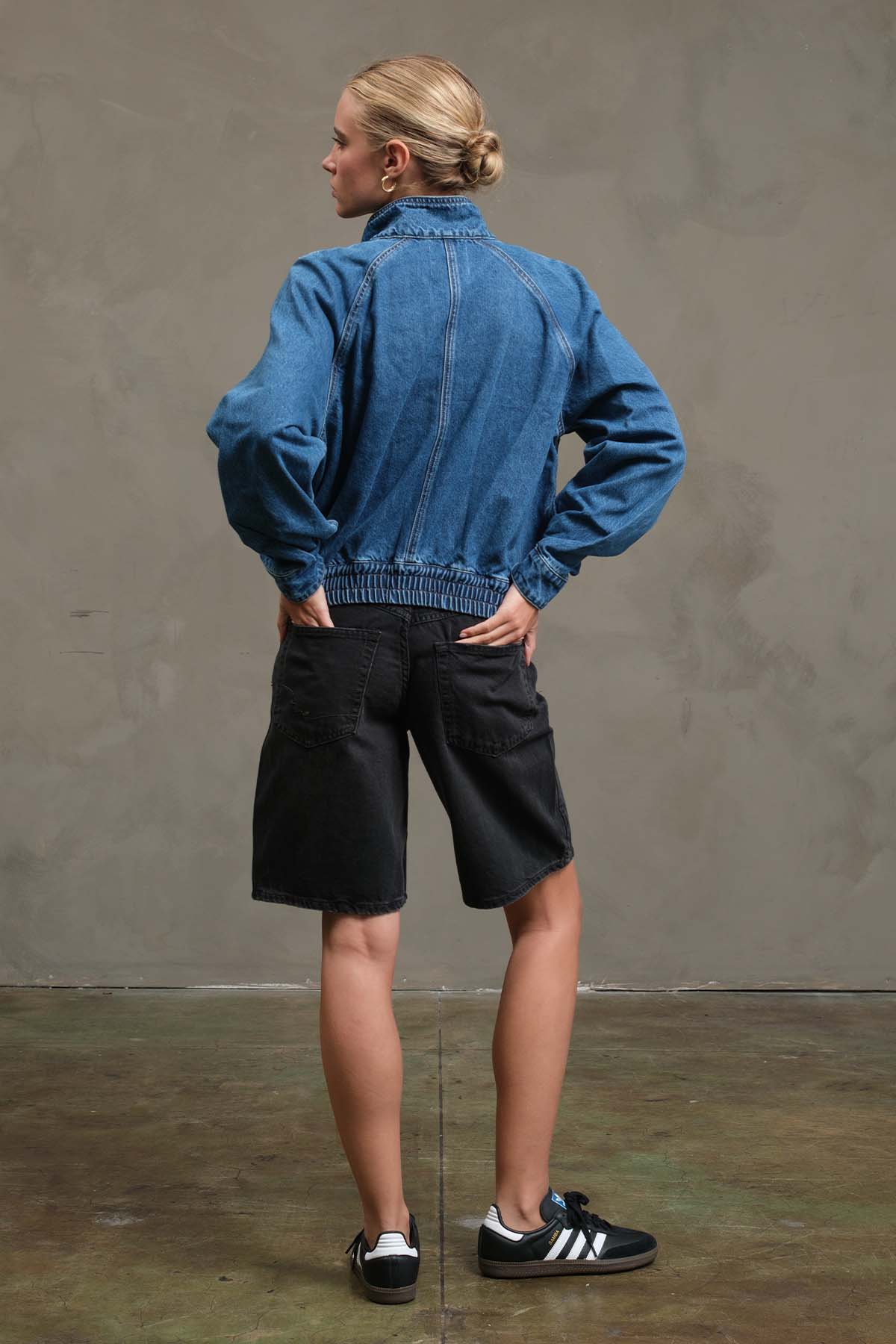Washed Denim Bomber Jacket