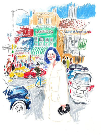 Blue Haired Lady in North Beach Print