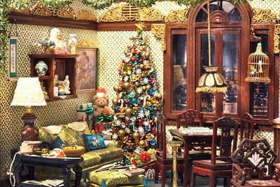 Frank Wong Christmas Living Room Postcard