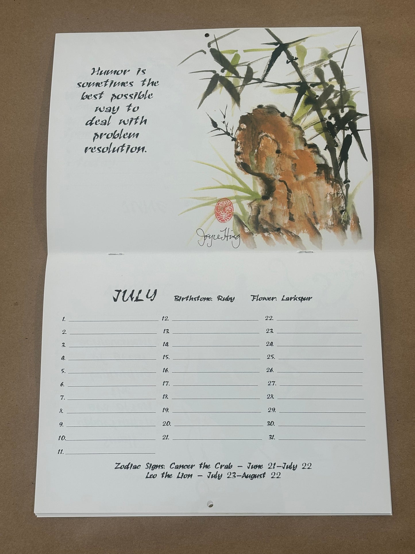 Birthday Calendar On Waverly