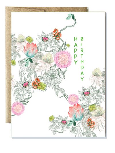 Flower Dragon Birthday Card