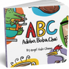 Children's book titled 'ABC Adobo, Boba, Chai' with colorful illustrations on the cover.