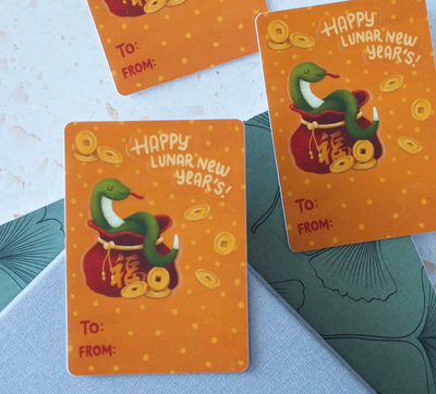 Lunar New Year Snake Sticker Gift Tag