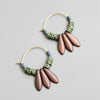 Mini moss and copper hoop  earrings
