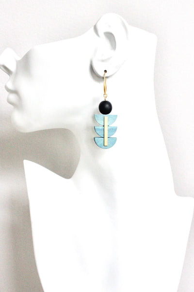 Geometric Artdeco painted wood earrings