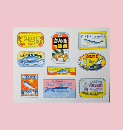 Tinned Fish Risograph Print