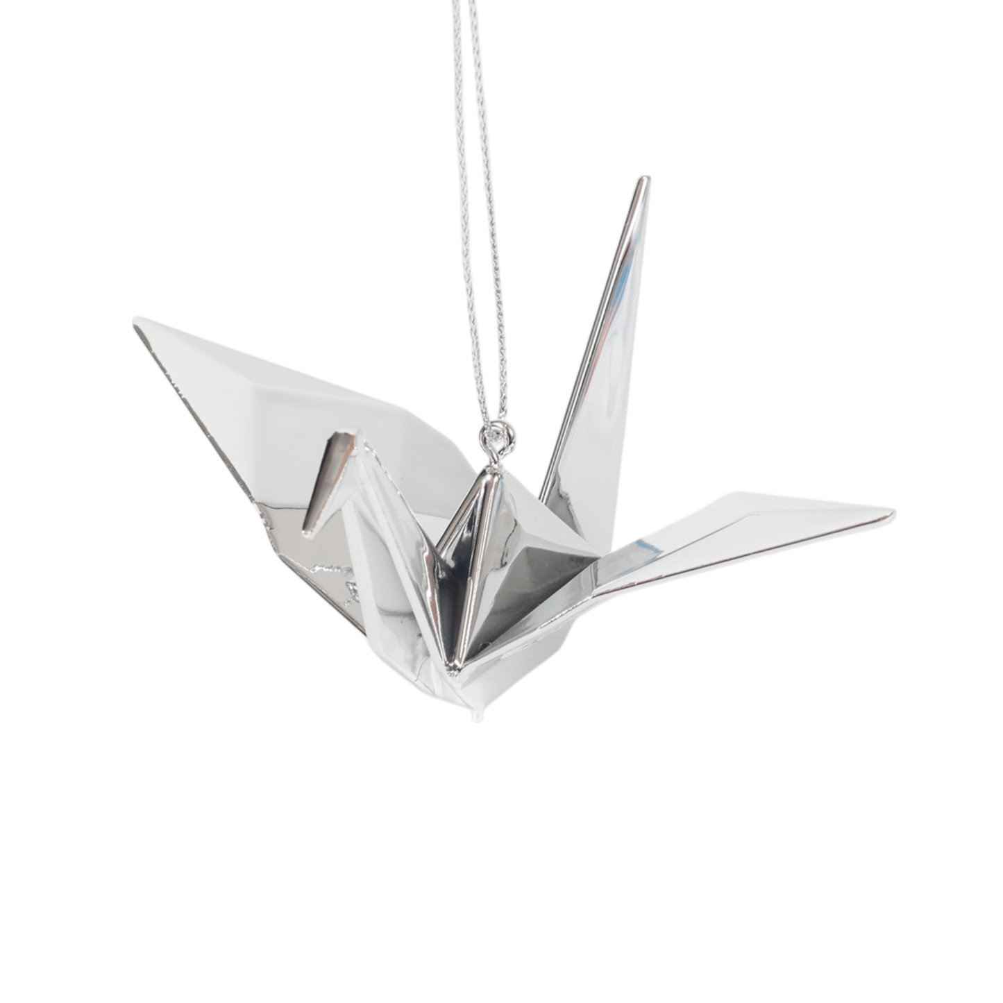 Silver Origami Crane Ornament