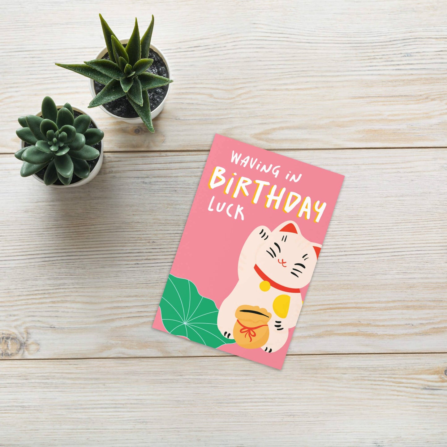 Waving in Luck Funny Birthday Card