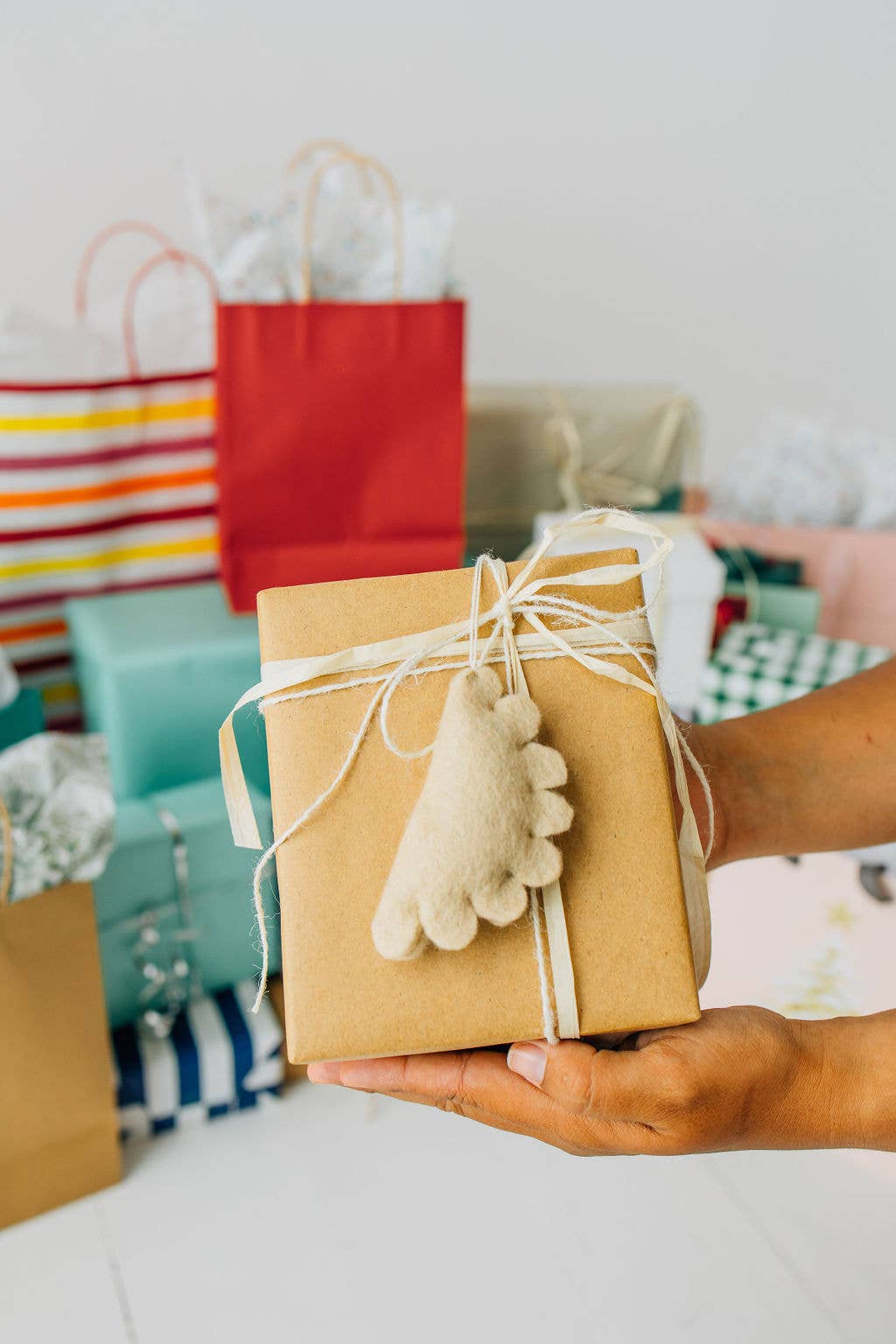 Handmade Dumpling Felt Ornament
