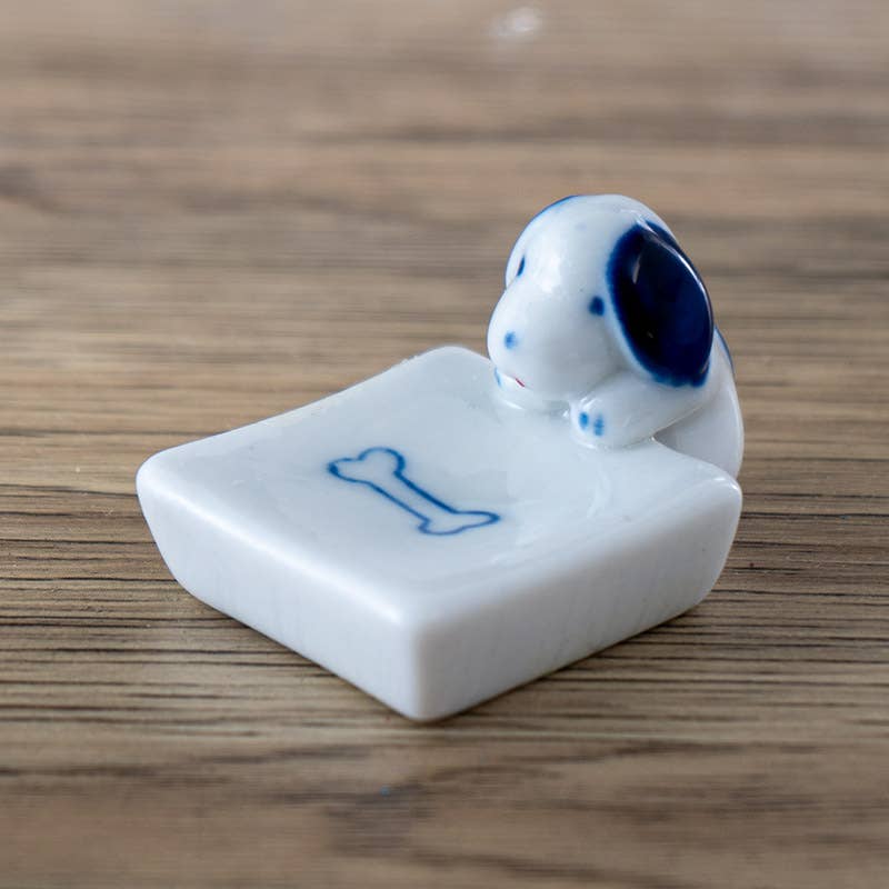 Dog and Bone Porcelain Chopsticks Rest