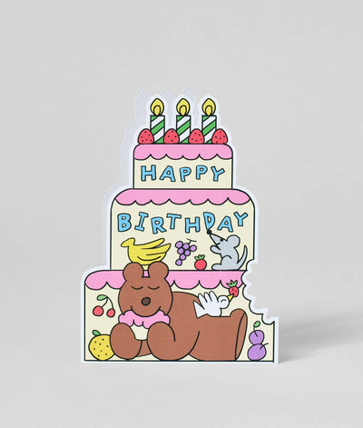 Birthday Cake Bear Shaped Card