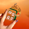 Mahjong "Get Rich" Cat Shaker Acrylic Keychain