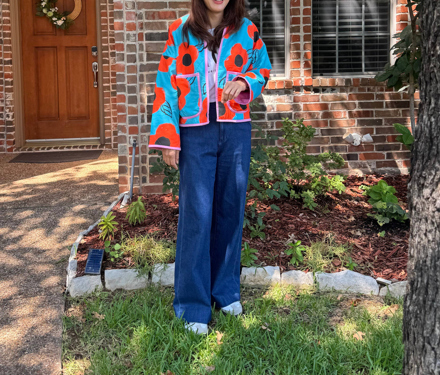 Blue garden quilting jacket
