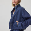 Stand Collar Drawstring Hem Jacket