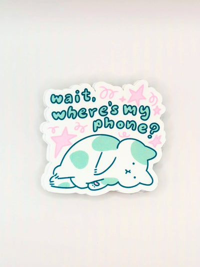 "Wait, Where's My Phone?" Cat Vinyl Sticker