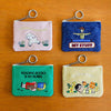 Embroidered Zip Pouch with Chain Ring