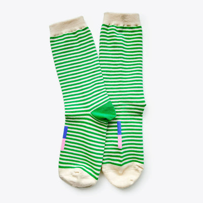 Cole Thin Stripe Crew Socks — Fern
