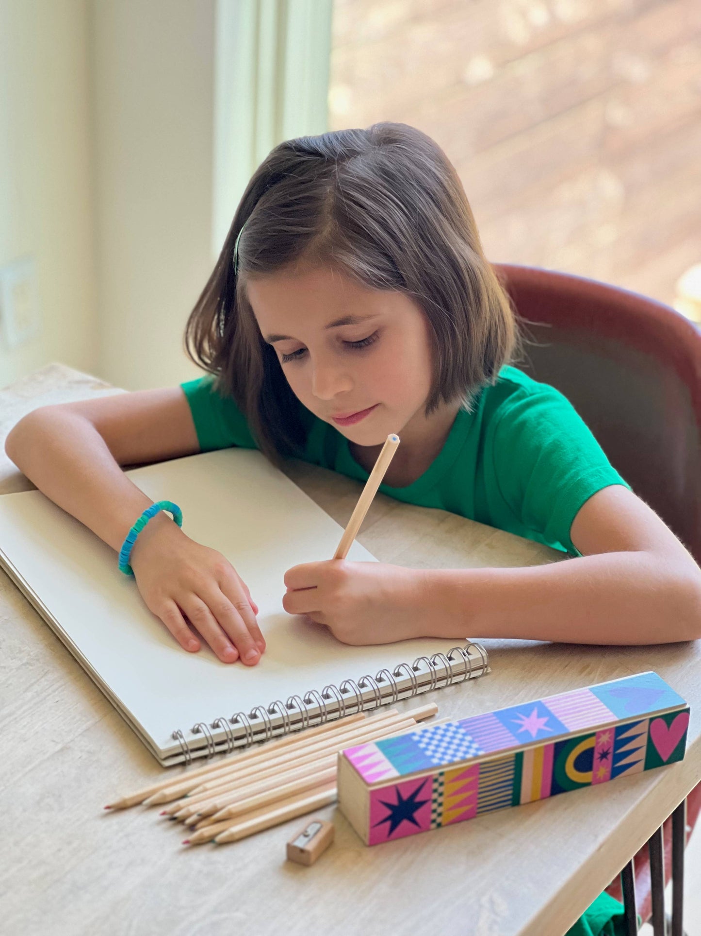 Wooden Pencil Box Colored Pencils - GEO LOVE