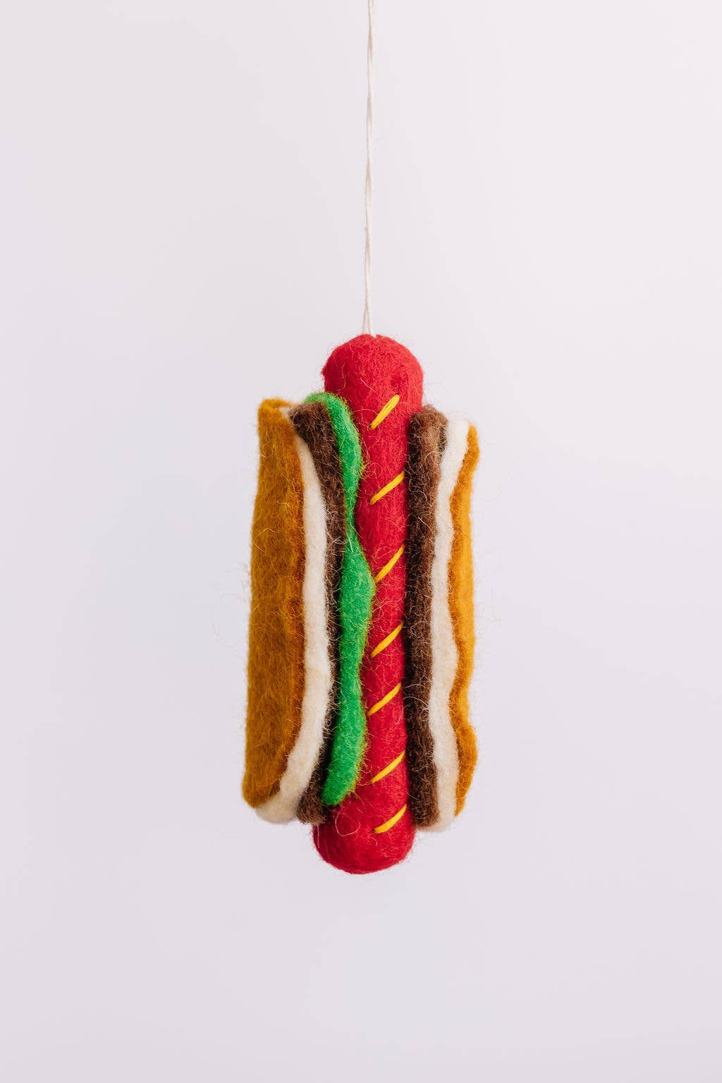 Handmade Hot Dog Felt Ornament