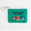 Embroidered Zip Pouch with Chain Ring