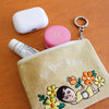 Embroidered Zip Pouch with Chain Ring
