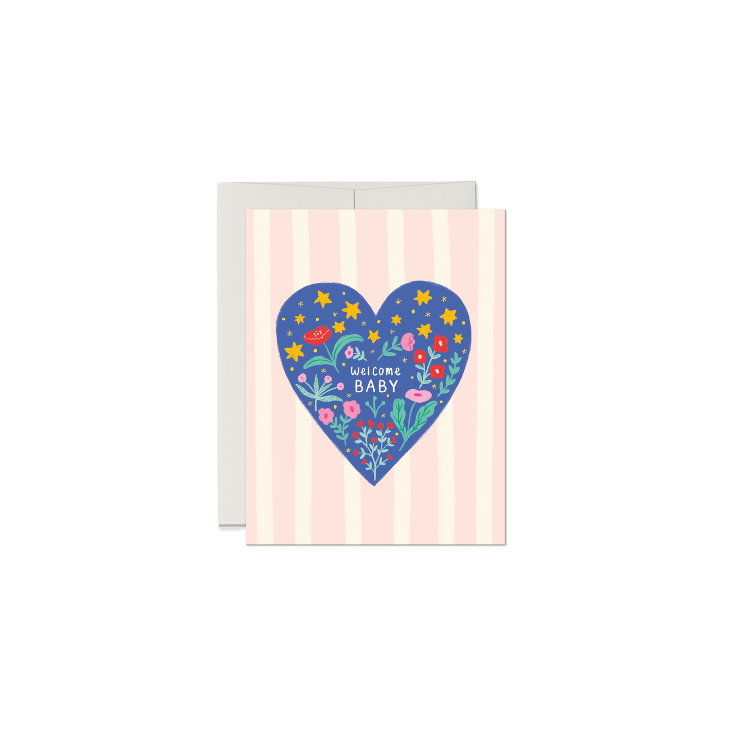 Welcome Baby Floral and Celestial Card