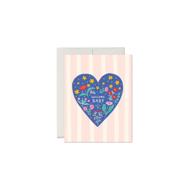 Welcome Baby Floral and Celestial Card