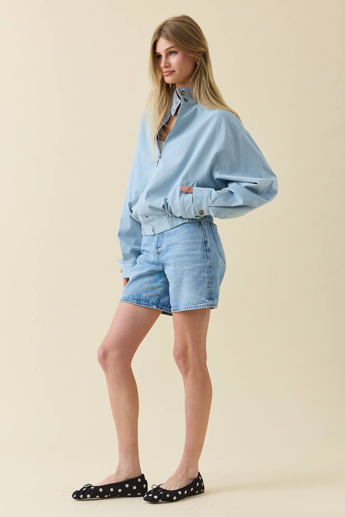 Minimal Stand Collar Zip Jacket