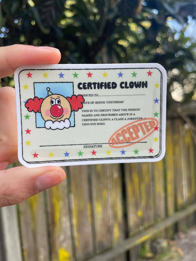 Clown Ceritficate Sticker