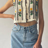 Flower Crochet Button Vest