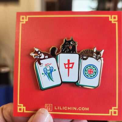 3 COOL CATS MAHJONG PIN
