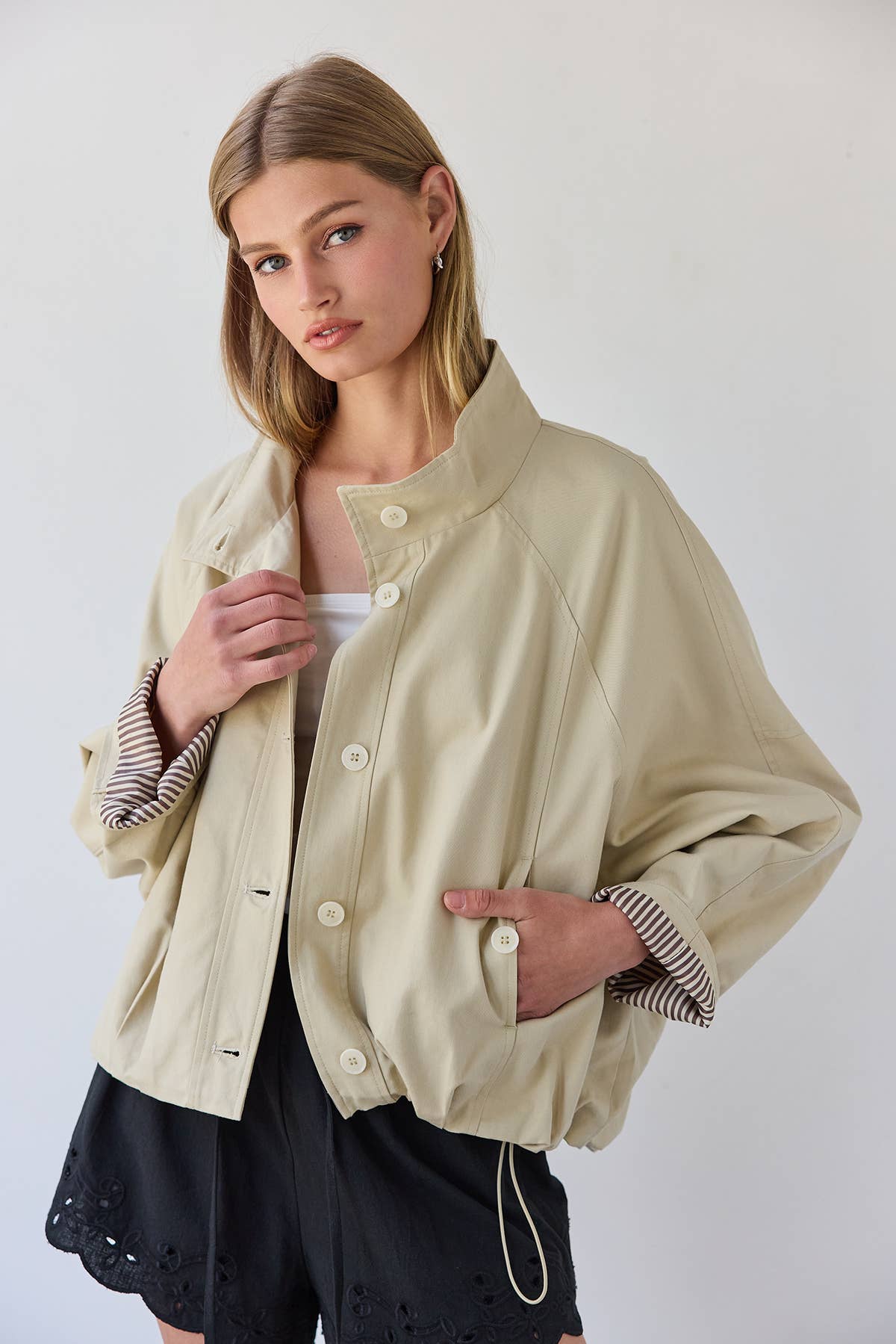 Stand Collar Button Jacket