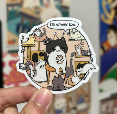 This is fine cat vinyl sticker