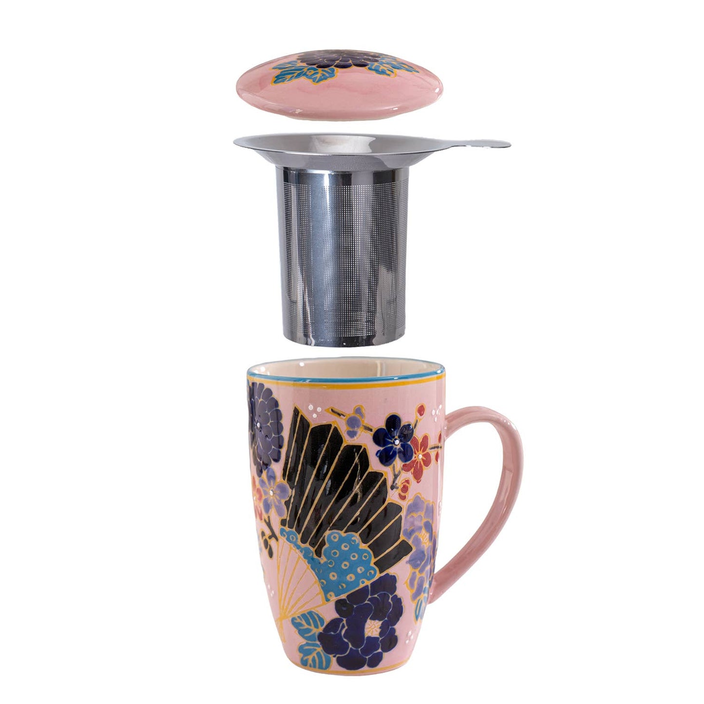 Festival Fan Design Tea Mug with Lid and Infuser