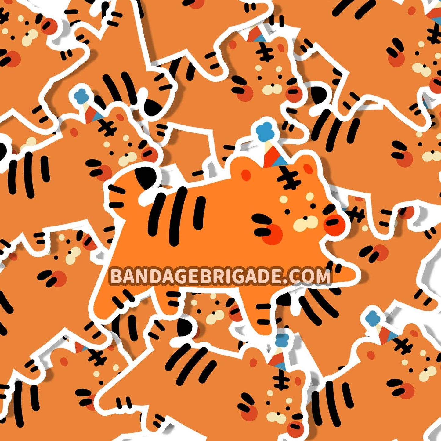 Party Hat Tiger Sticker