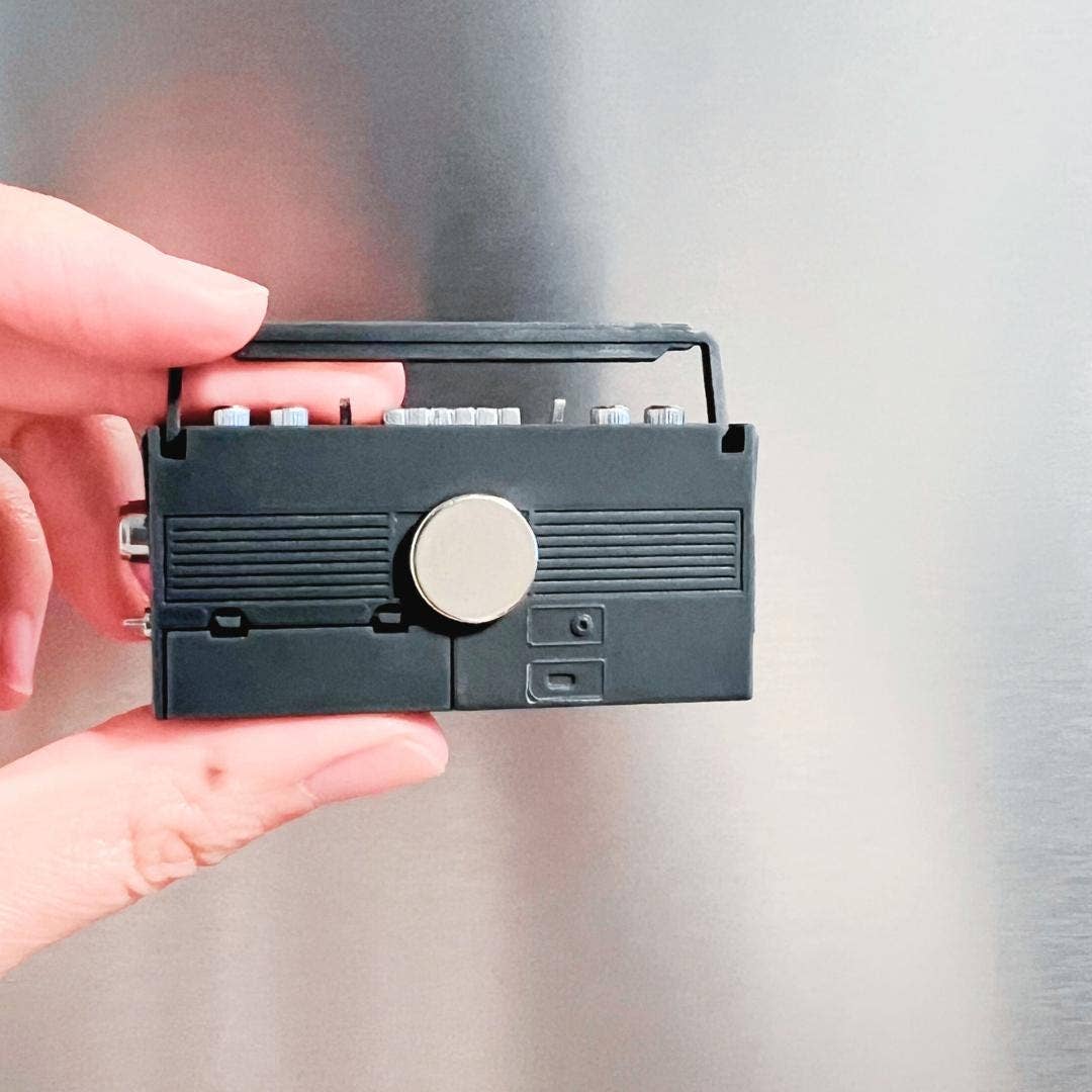 Retro Mini Cassette Tape Player Fridge Magnet, Black