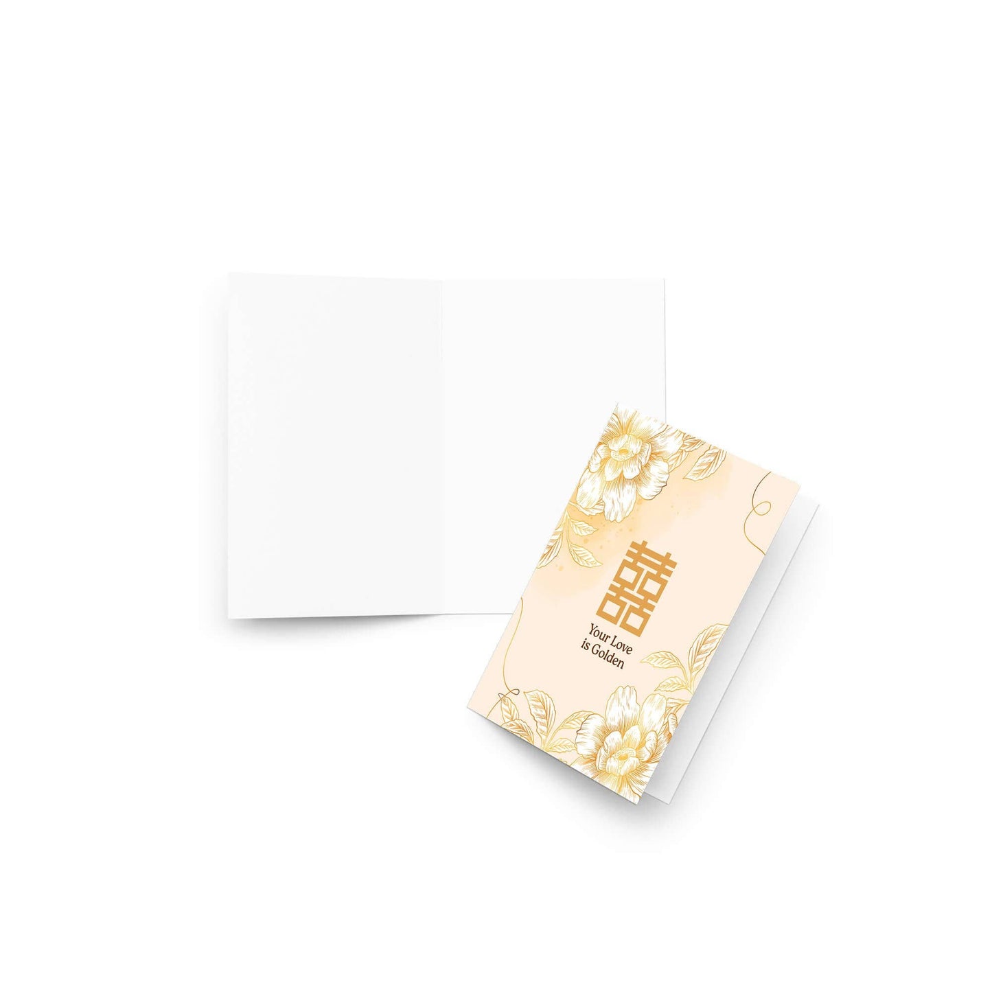 Golden Love Double Happiness Wedding Card