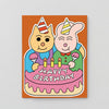 Happy Birthday Friends and Cake Shaped Card