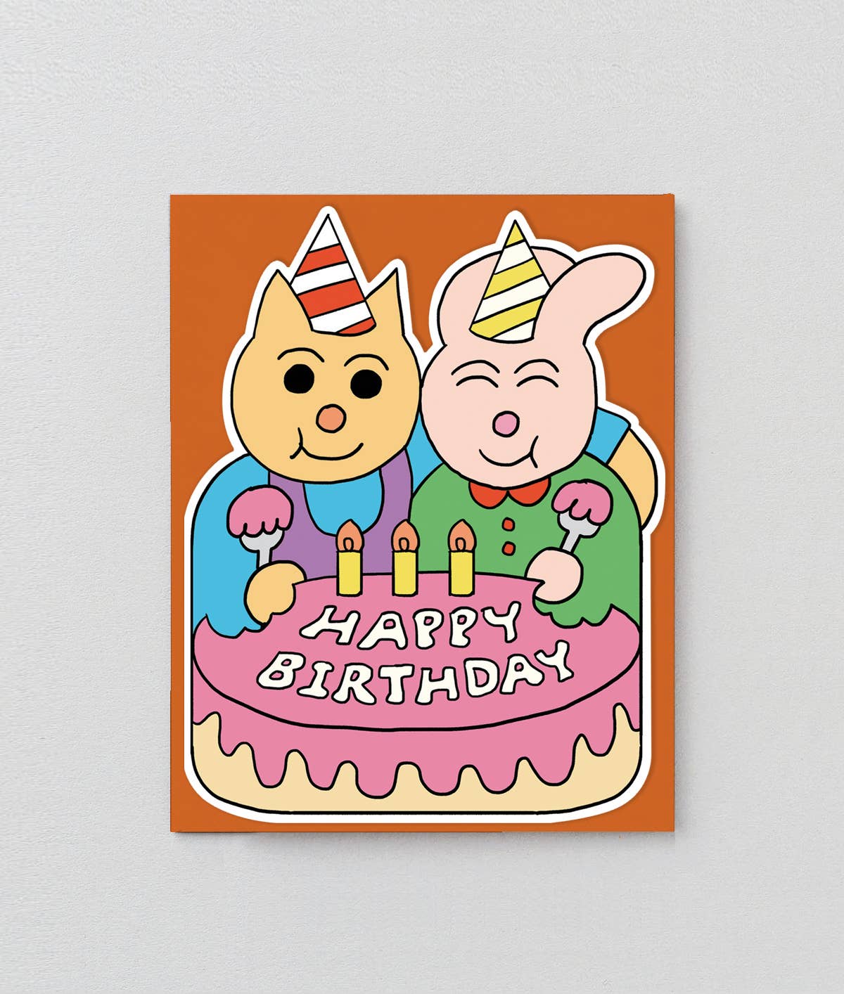 Happy Birthday Friends and Cake Shaped Card