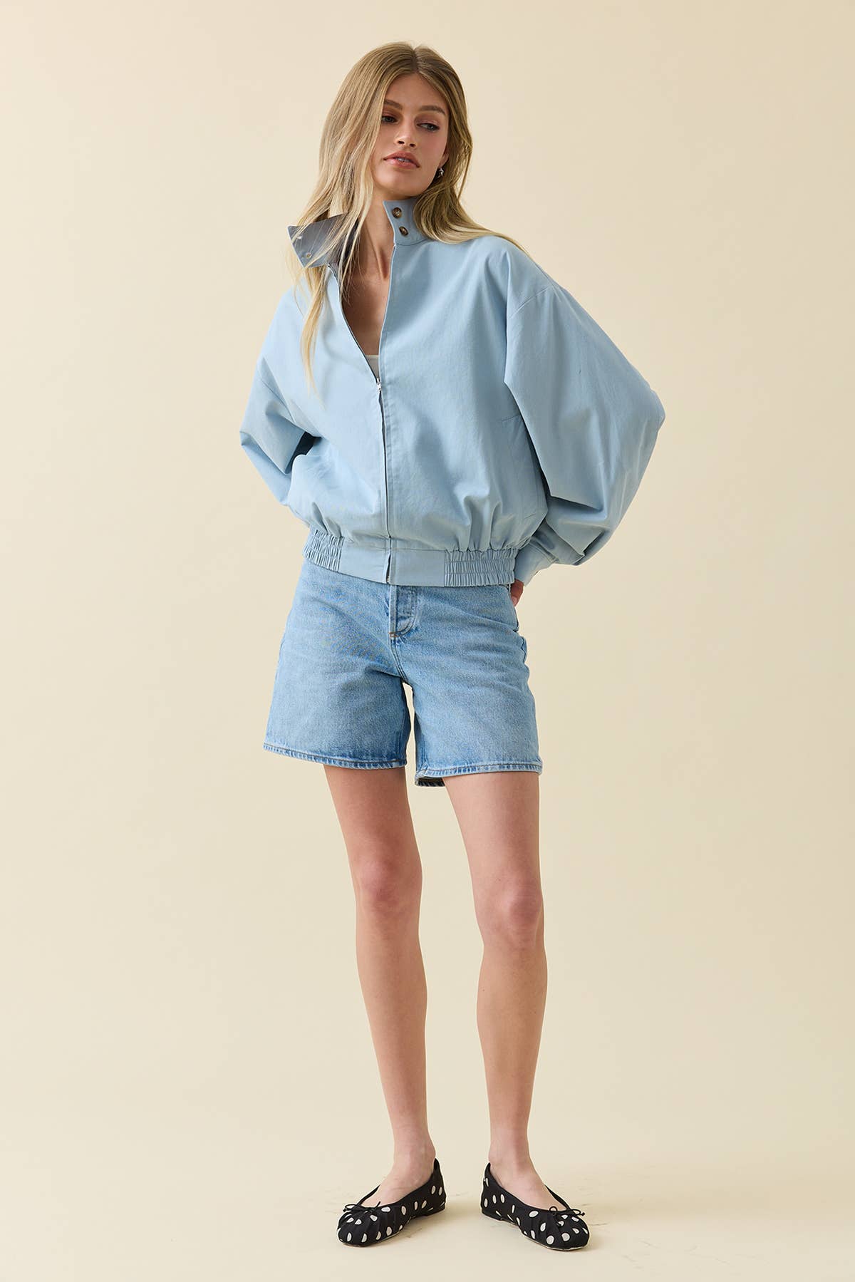 Minimal Stand Collar Zip Jacket