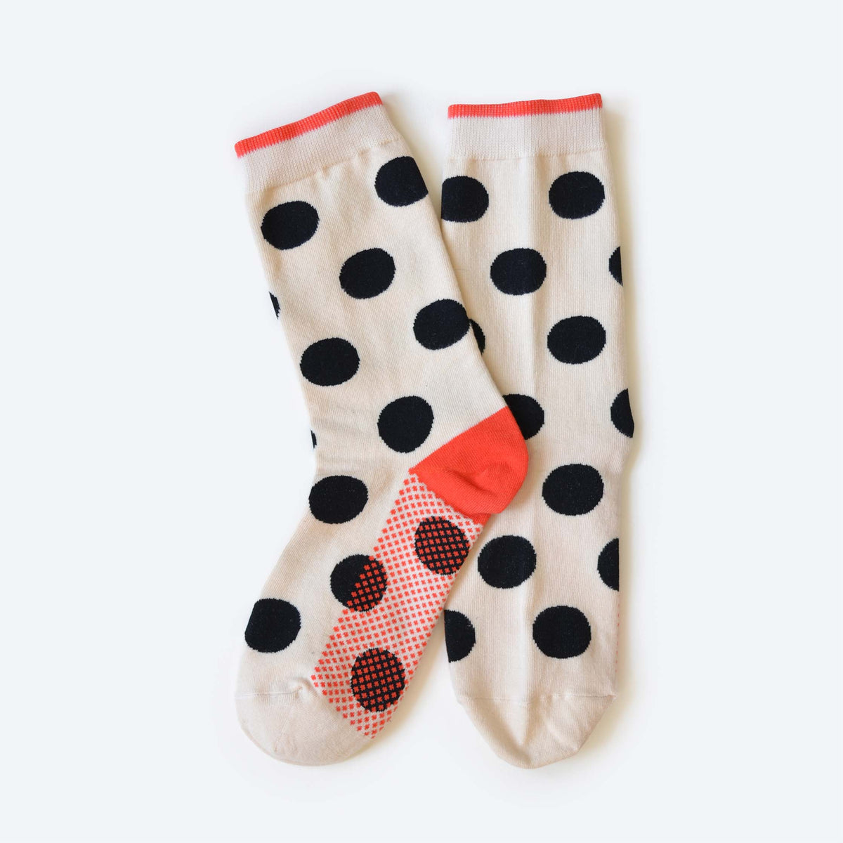 Panhandle Classic Dot Crew Socks — Cream