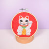 Maneki-neko Lucky Cat Cross Stitch Kit