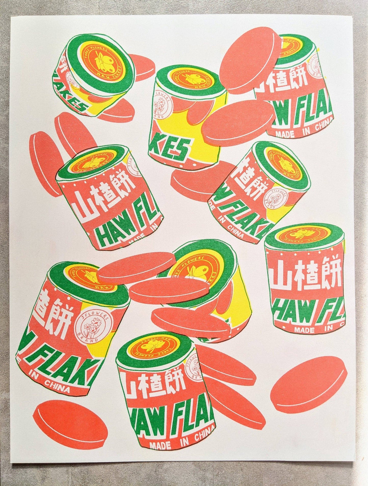 Haw Flake Risograph Print