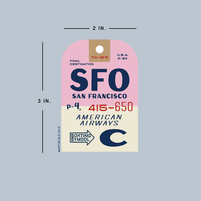 Vintage SFO Luggage Tag Die Cut Sticker