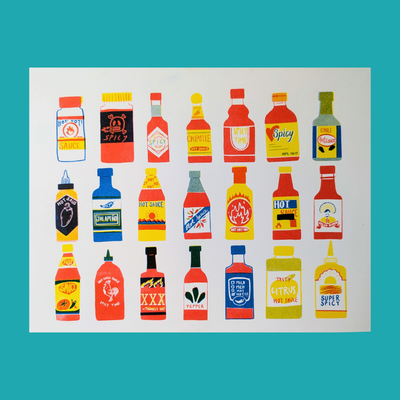Hot Sauce Risograph Print