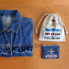 Embroidered Zip Pouch with Chain Ring